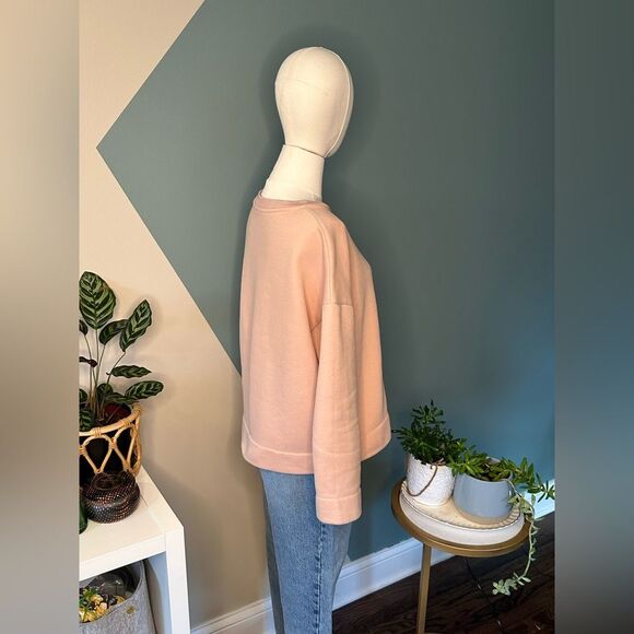 MNG Suit Blush Pink Minimalist Crewneck Sweatshirt Relaxed Fit Pullover XS - Picture 3 of 7